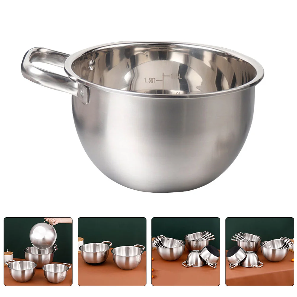 

Household Kitchen Pot Stainless Steel Mixing Bowl Cooking Pot Kitchen Gadget 1L