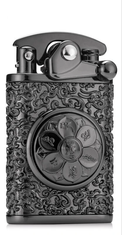 

ZORROZorro Lighter Creative Old-Fashioned Good Luck Comes Alloy Black Retro Personality Rocker Arm Kerosene Lighter for Men Rock