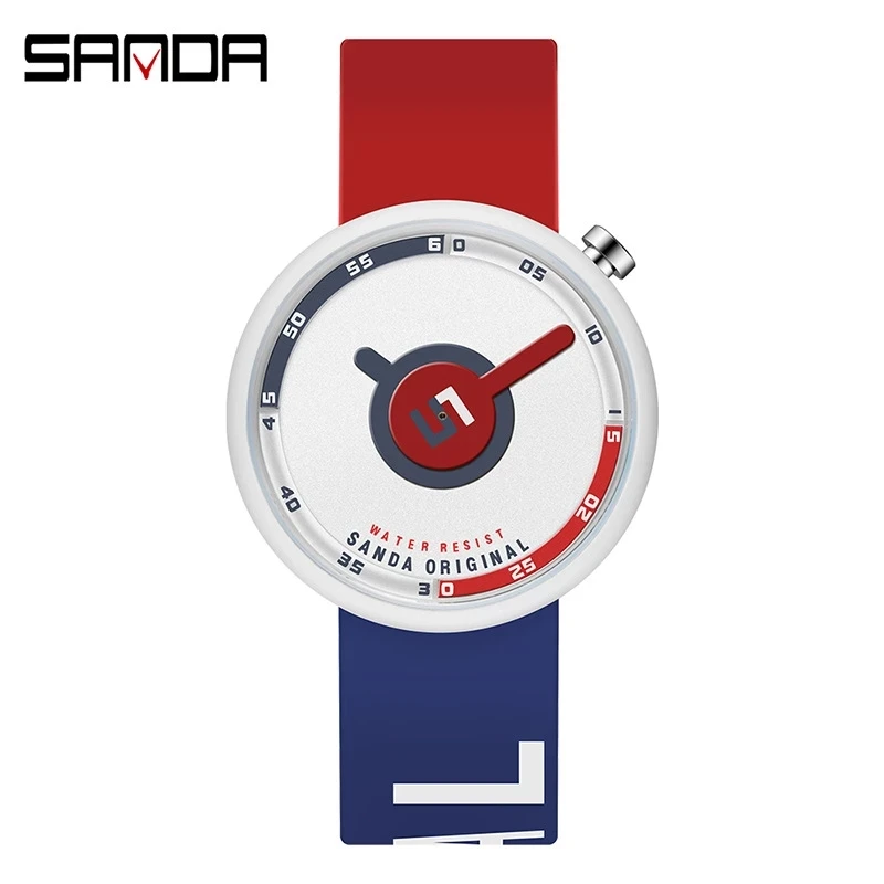 Sanda Wristwatch for Girls Ultra-Thin Fashion Casual Quartz Watches Red Blue Silicone Strap Student Clock Montres Femme 1109 enlarge