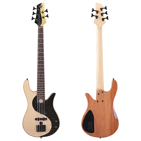 V-glorify Ying Yang Bass Active 5-струнная белая фретлсс гитара