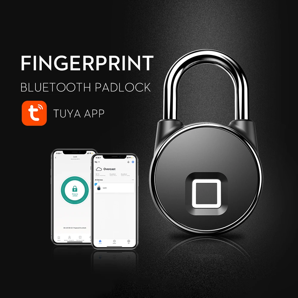 

Portable Fingerprint Lock Bluetooth-compatible Quickly Unlock Zinc Alloy Metal Anti-theft Security Padlock for Luggage Case Bag