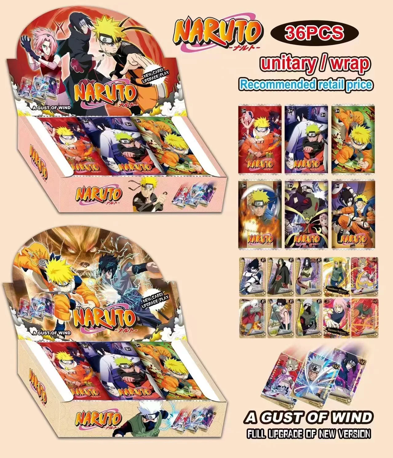 Фото Коллекционные карточки BANDAI (английская версия): Dragon Ball, Naruto, Demon Slayer, One Piece. Аниме-атрибутика. Целая коробка. Подарок. Игрушки. №5