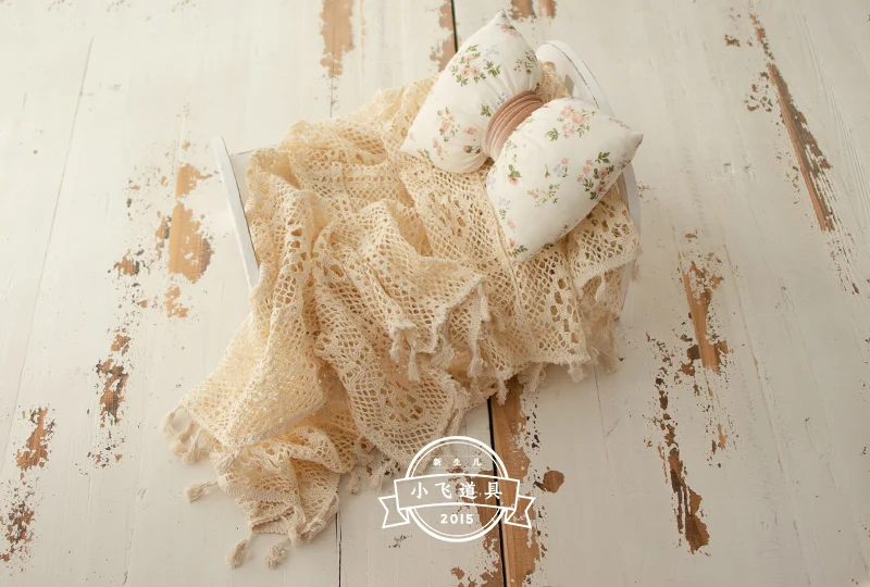 Реквизит для фотосъемки новорожденных Dvotinst винтажное одеяло с кисточками и