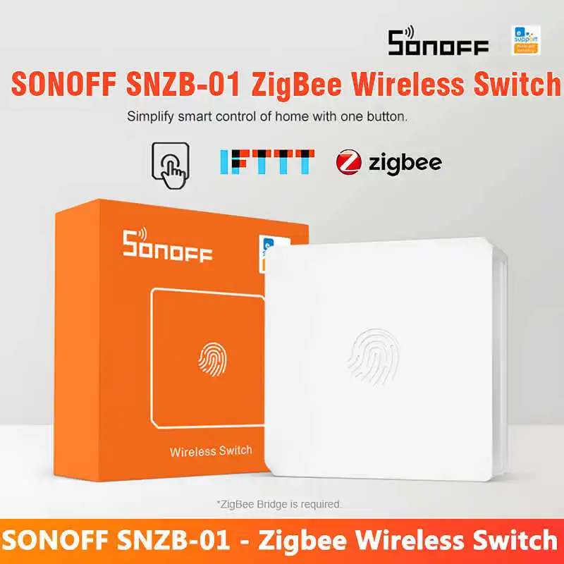 

Беспроводной умный кнопочный переключатель SONOFF SNZB-01 Zigbee, дистанционное управление через приложение EWeLink, автоматизация умного дома, работает с ZBBridge IFT