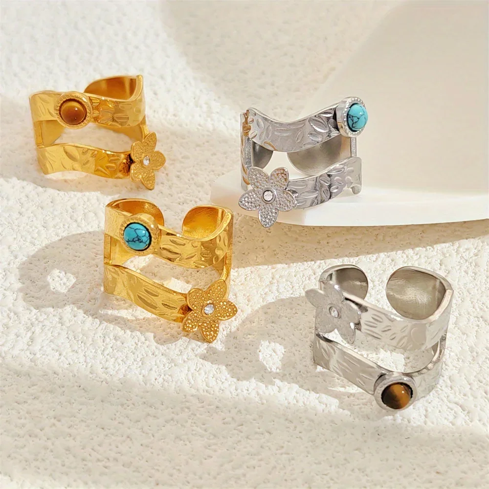 Дизайн двухслойное цветочное кольцо с драгоценными камнями никогда не выцветает