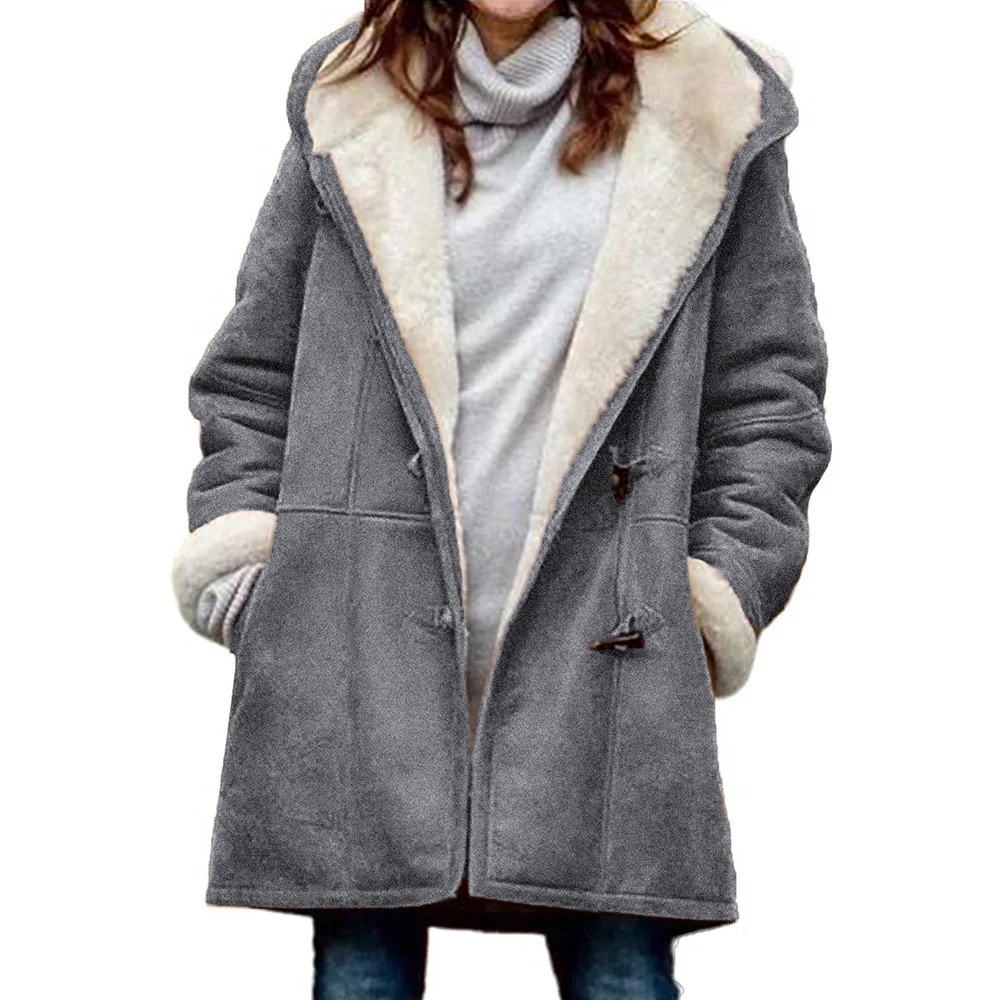 2022 Autumn and Winter Warm Jacket, New Top Plus Fleece Collar Pocket Women's Coat