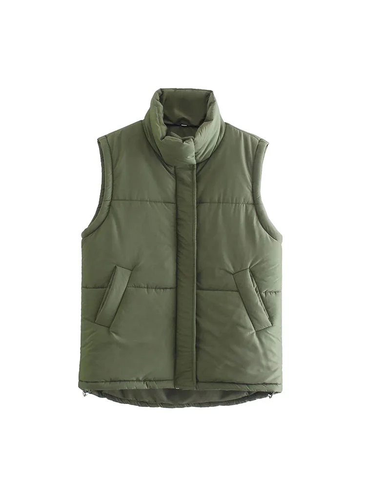 

Женский винтажный жилет из хлопка BM & MD & ZA, армейский зеленый жилет без рукавов с карманами, 2022