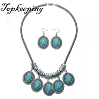 wedding girls boho ethnic style oval shape tassel necklace earrings jewelry sets