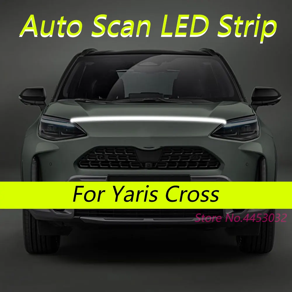 

Светодиодные ленты DRL с автоматическим сканированием и запуском для Toyota Yaris Cross 2020-2025, автомобильный капот, гибкие фары, приветственный свет, 59 дюймов