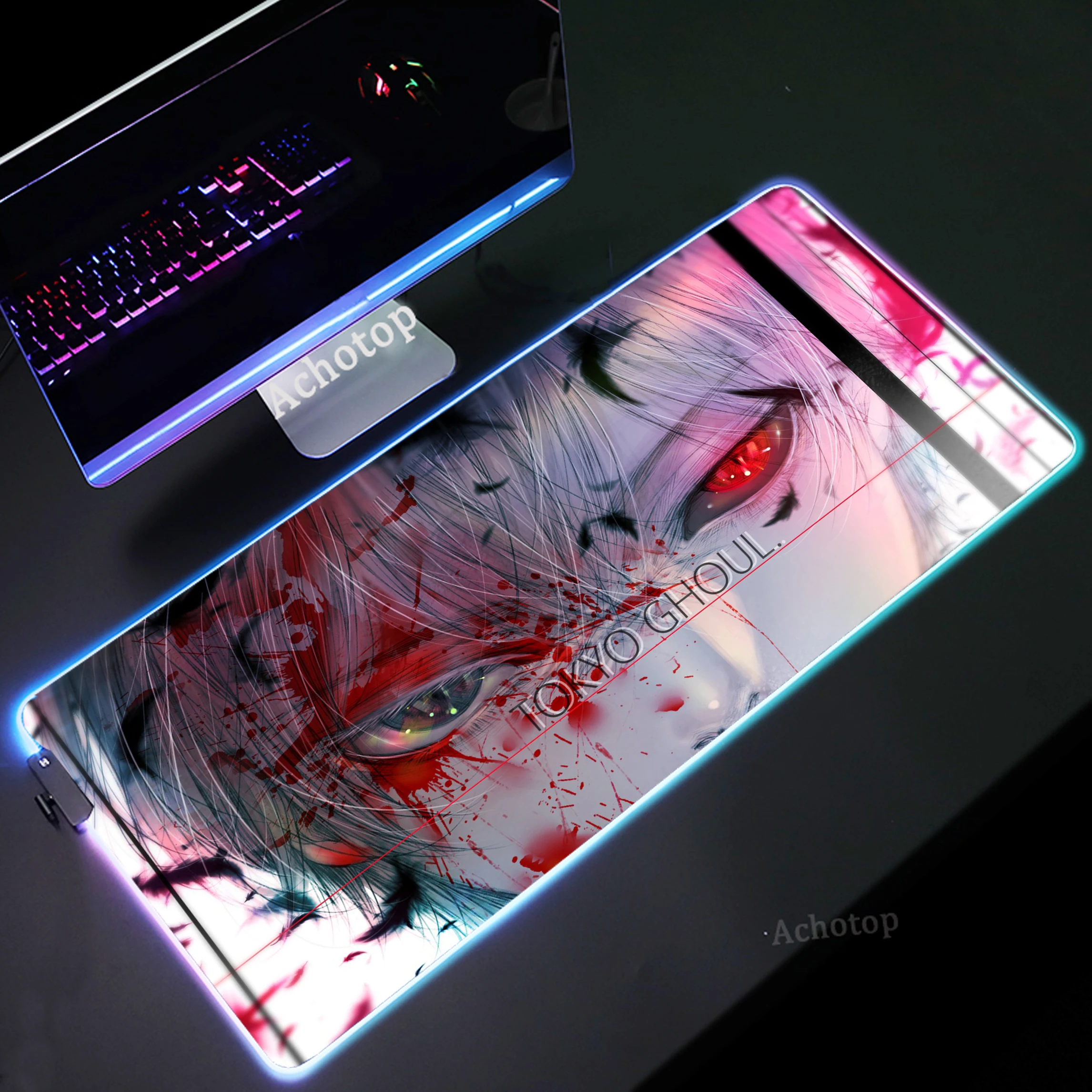 

Коврик для мыши «Токийский Гуль», резиновый коврик для мыши, RGB, 90 х40 см, XXL, для ноутбука, геймера с подсветкой