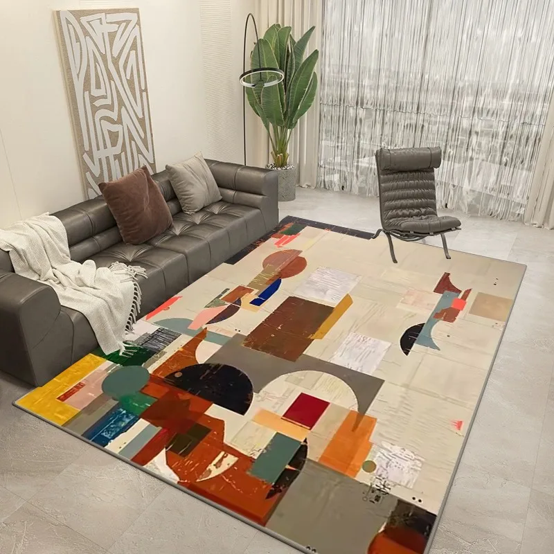 

Art Color Block Decorate Living Room Carpet Home Coffee Tables Large Area Plush Mat Fashion Bedroom Fluffy Rug ковер Tapis 러그