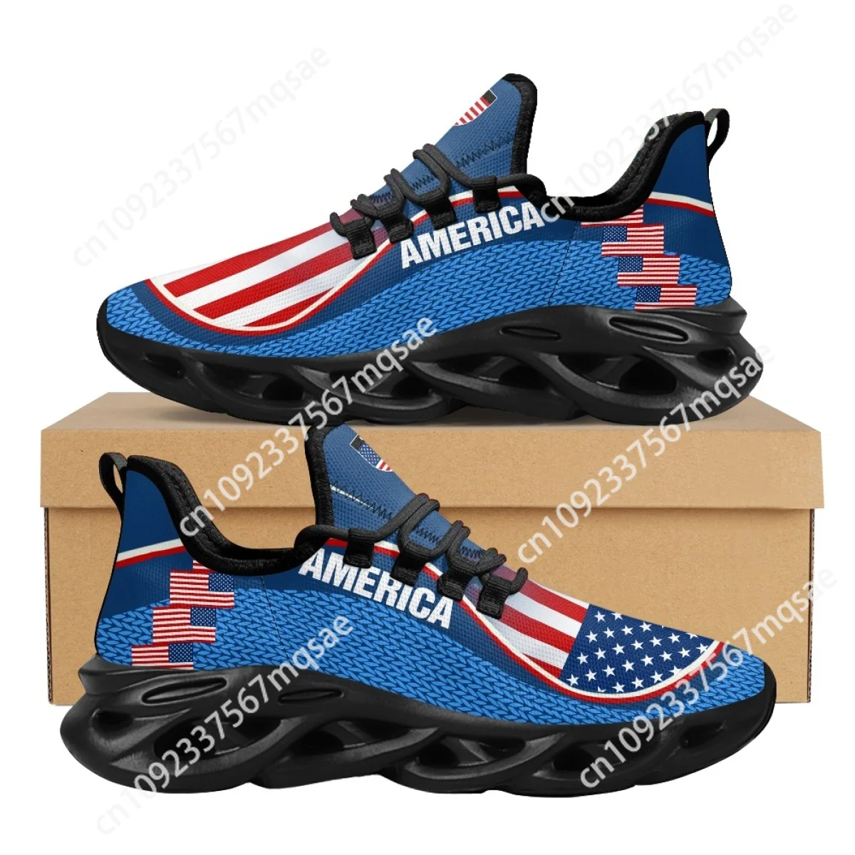 Кроссовки для бега с дизайном флага США на заказ износостойкие спортивные