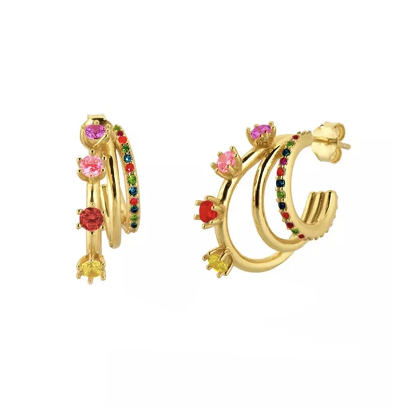 CRMYA Gold Silver Filled Stud Earrings for Women Vintage Color CZ Zircon Piercing Women's Earrings 2022 Trend Jewelry Wholesale