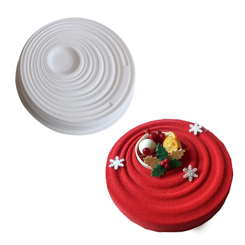 

Round Water Wave Ripples White Mousse Silicone Mold Mousses Baking Pan Decorating Tools Ice Cream Cakes Accessories Bakeware