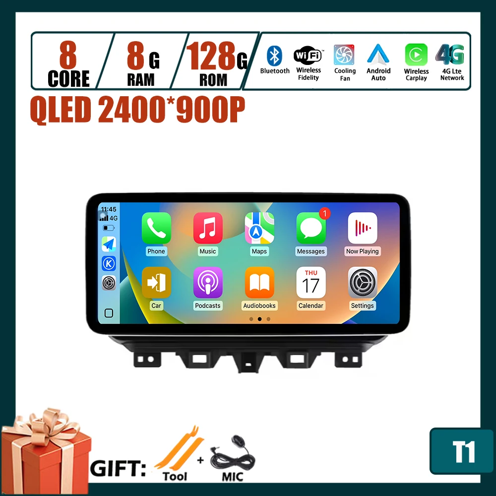 QLED экран для Hyundai TUCSON 2019 2020, мультимедийный видеоплеер, навигация, GPS, автомобильные аксессуары, 4G LTE, Wi-Fi, Bluetooth 2400*900P