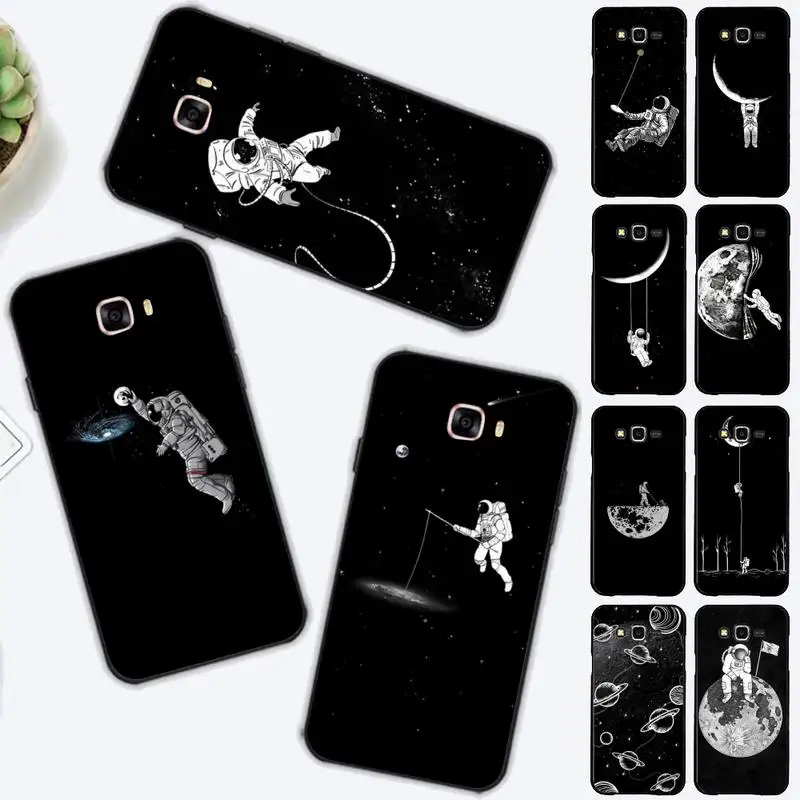 

Astronaut Space Moon Stars Phone Case for Samsung J 2 3 4 5 6 7 8 prime plus 2018 2017 2016 core