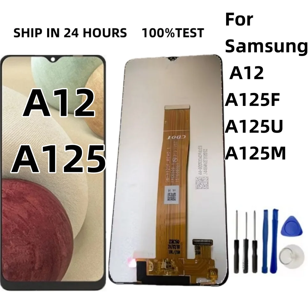 Фото 6,5-дюймовый новый протестированный ЖК-дисплей для Samsung Galaxy A12 A125F SM-A125F A125, дигитайзер сенсорного экрана для Samsung A12, замена экрана №1