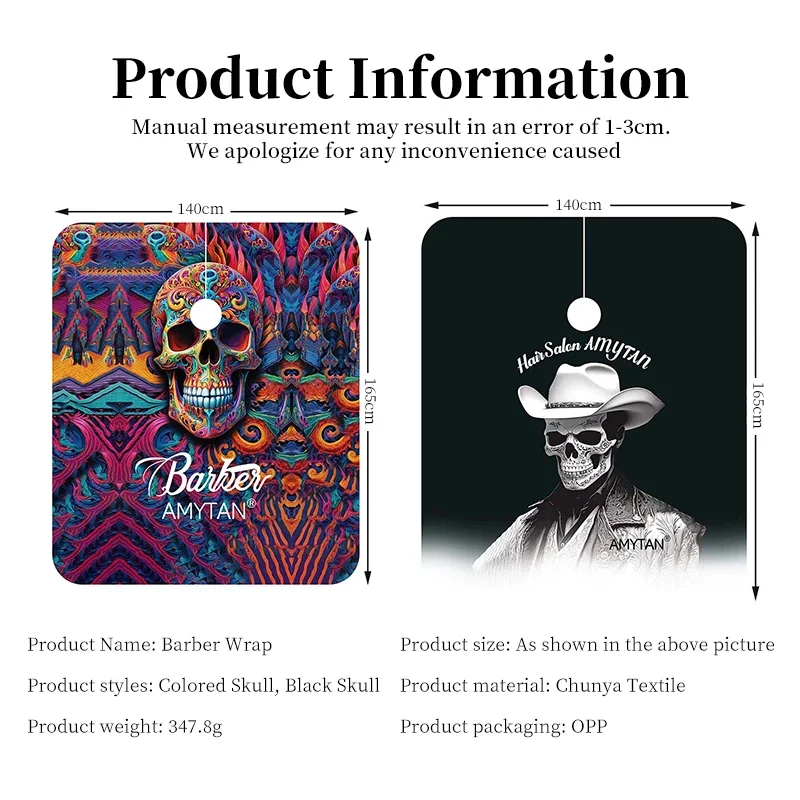 1 шт. водонепроницаемый фартук для волос с принтом черепа