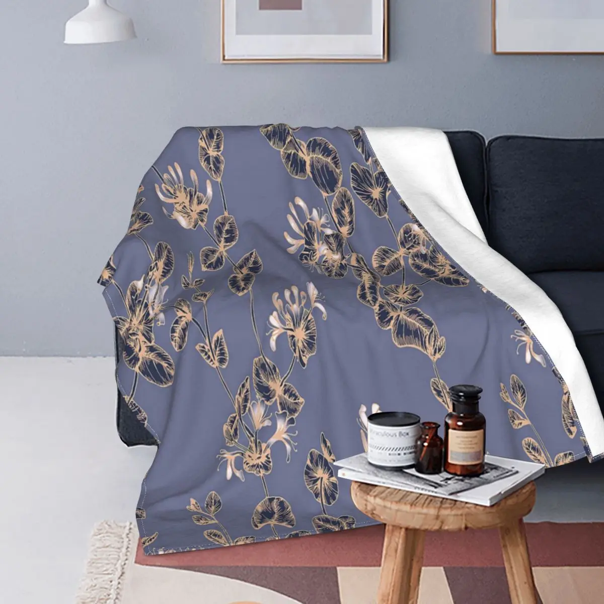 

Теплое фланелевое одеяло для дивана, покрывало с цветами жимолости, цветочный узор, для осени и зимы
