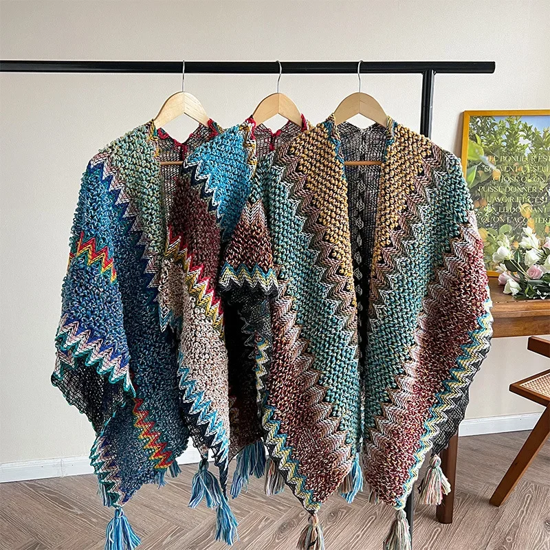 Шаль в этническом стиле Юньнань Тибетский туризм Лицзян утолщенные вязаные