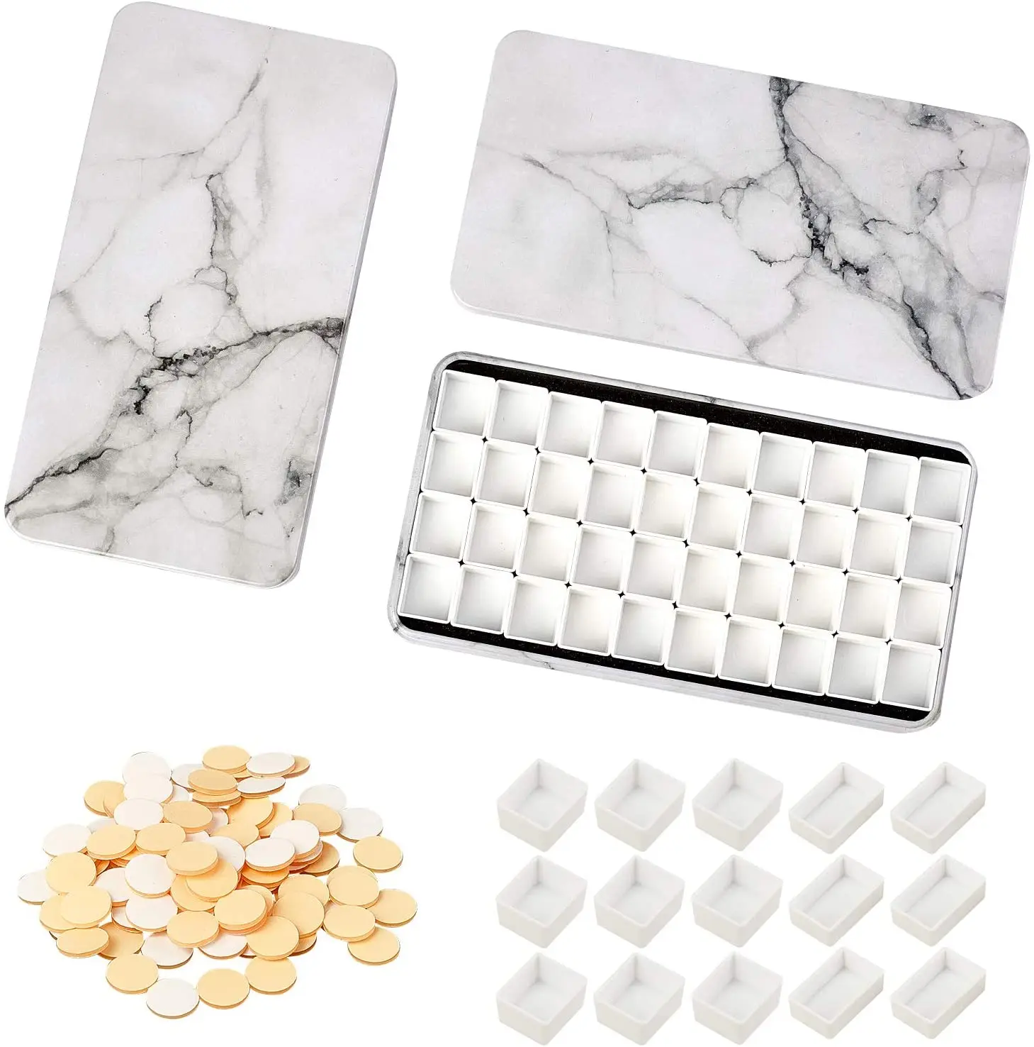 

Набор из 1 жести с губкой, пластиковые пустые кастрюли для акварельных красок и бесшовный двусторонний клей