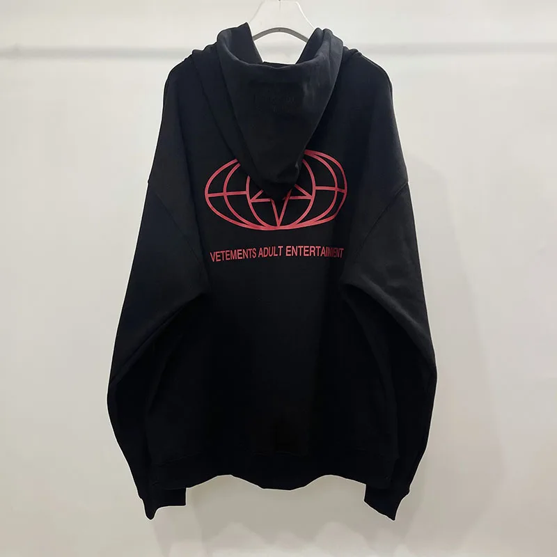 Свободный черный пуловер с капюшоном для мужчин и женщин хлопковый свитшот