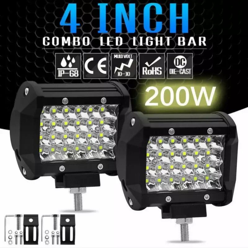 

1/2PC 4 Inch Offroad LED Bar 12V 24V Spot Flood LED Light Bar For Truck Atv 4x4 Baot Tractor LED Work Light 4 Row 200w Bar Light