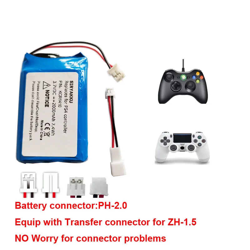 

2000mAh High Capacity LIP1522 Battery For Sony PS4, PS4 Pro DualShock 4 Controller with Transfer Connector and Tools