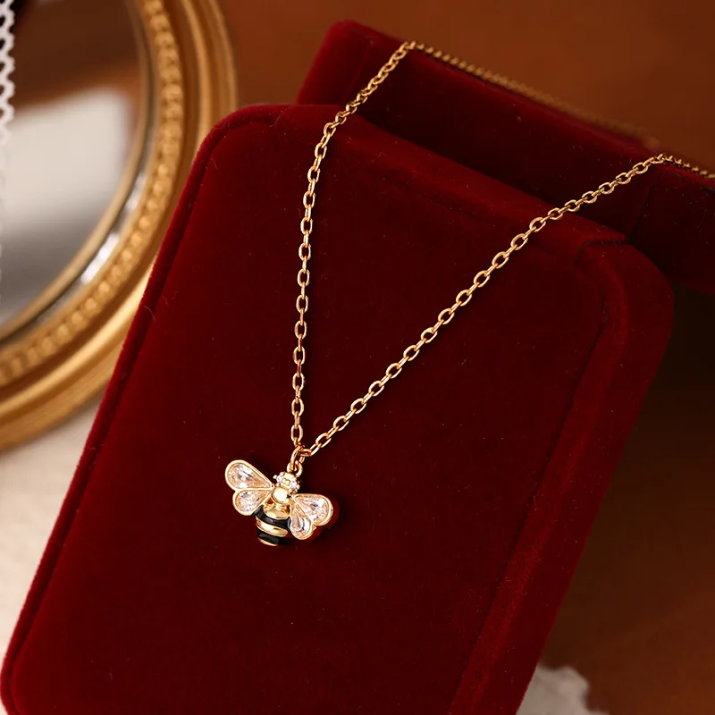 Простое и компактное ожерелье с черной эмалью из циркона высококачественные