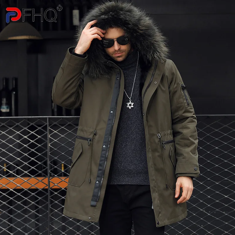 

PFHQ 2023 Winter Warm Designer Thicken Fur Liner Men's Parka Fleece Collar Luxury Jackets High Quality Fashion Mature Male Coat