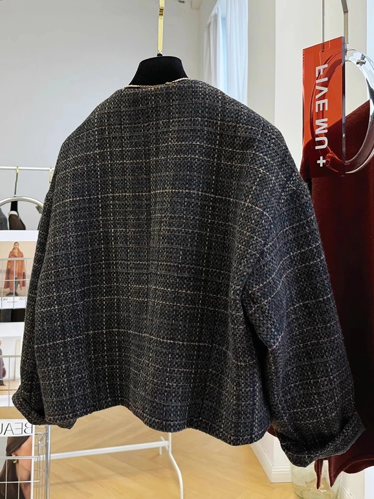 Chubby Girl Extra Large вес 50 00 кг изящная твидовая короткая шерстяная куртка во