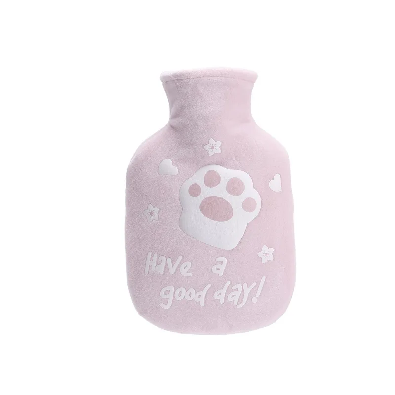 

350MLWinter Warm Hand Warmer Velvet Cloth Set Hot Water Bag Filling Water Filling Girl Warm Belly Cartoon Pattern Hot Water Bag