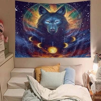 fantasy wolf japanese tapestry art printing cheap hippie wall hanging bohemian wall tapestries