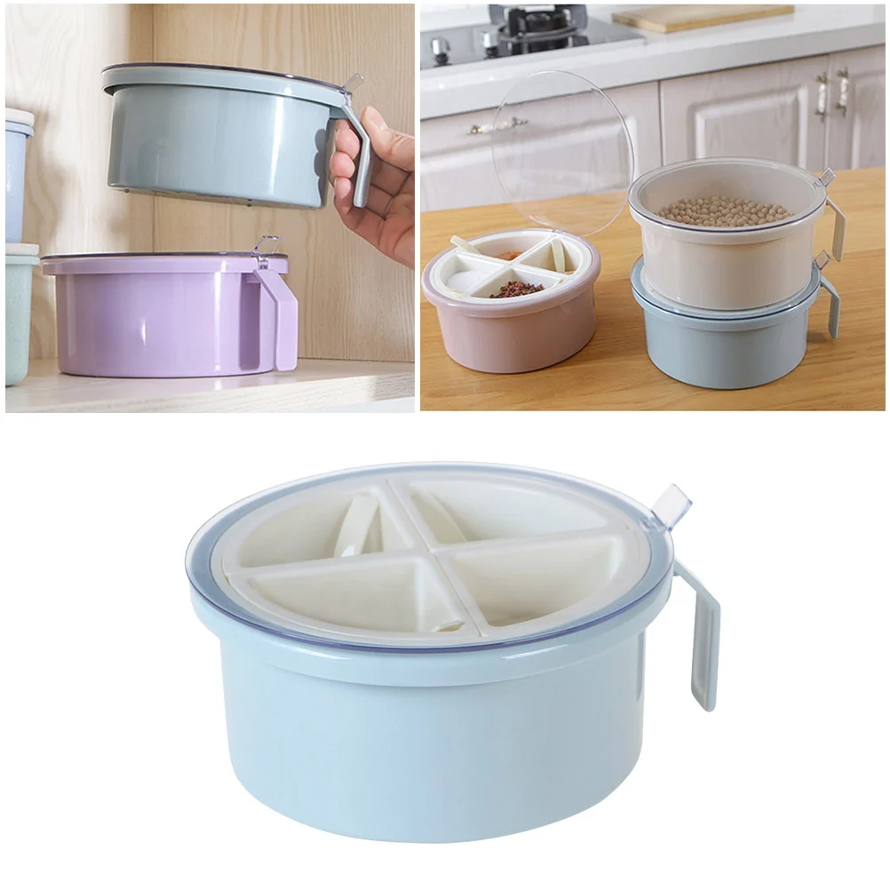 

4-grids Seasoning Box Seasoning Jar Seasoning Jar 4-grids Seasoning Box Round Home Kitchen Tool Seasoning Jar