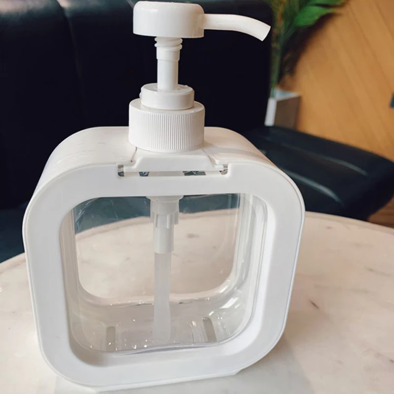 

500ml White Transparent Soap Bottles Dispenser Large Capacity Square Empty Bottle For Hand Sanitizer Cosmetics Shampoo Body Wash