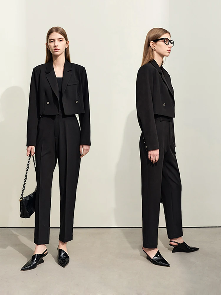 Минималистские женские брюки AMII новинка весны 2024 Деловые до щиколотки Женские