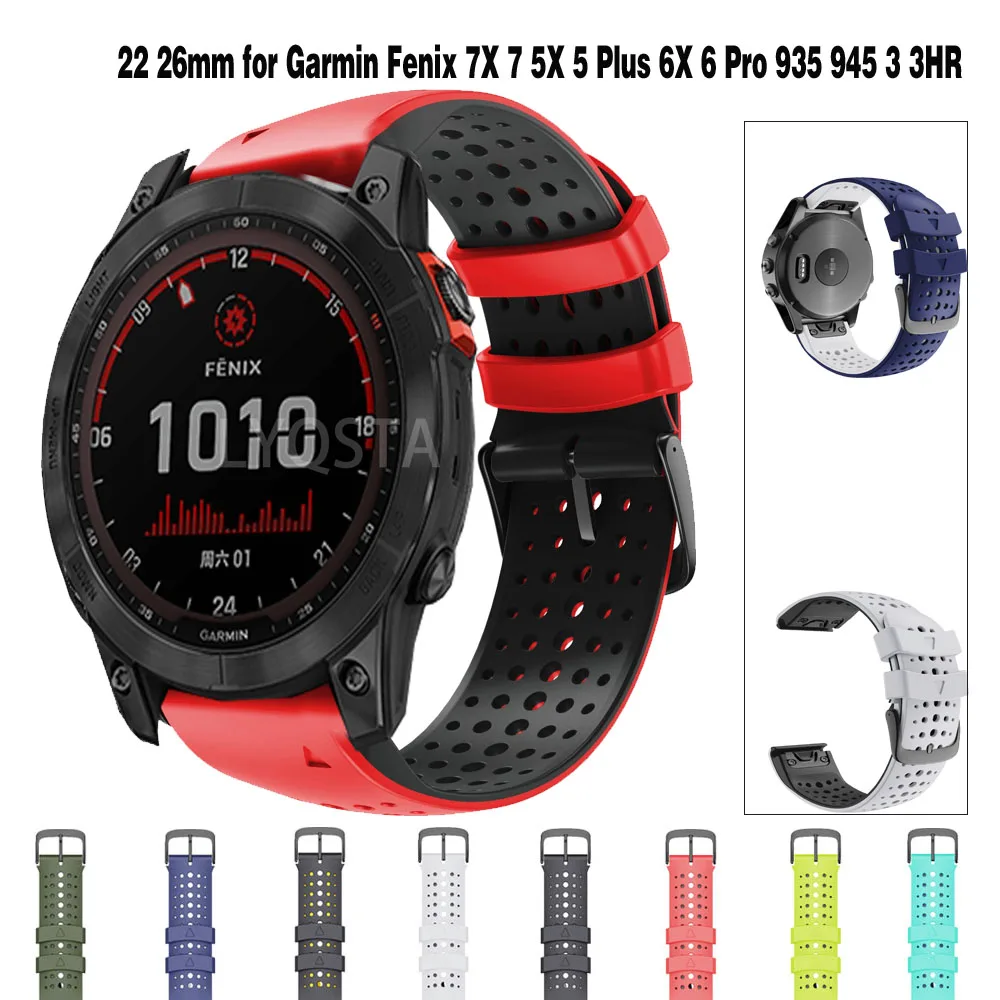 

Ремешок силиконовый для Garmin Fenix 7 7X 6X 6 Pro 5X 5 Plus 3 3HR 935, 22/26 мм