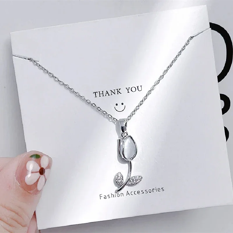 1 шт. роскошный холодный ветер тюльпан серия Позолоченный Медный кулон с цепью из