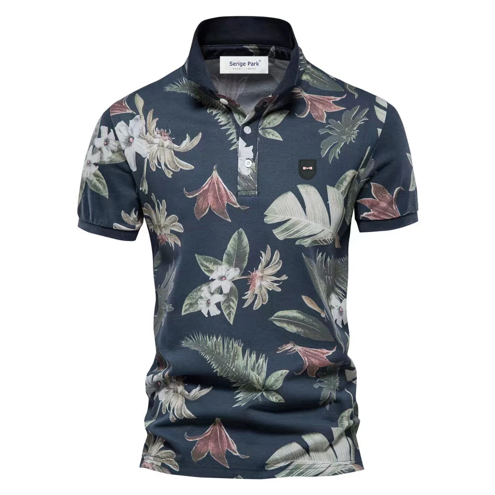 2022 New fashion polo shirt hawaii summer digital print stylish for men's top tee shirts pure cotton polos man clothing |
