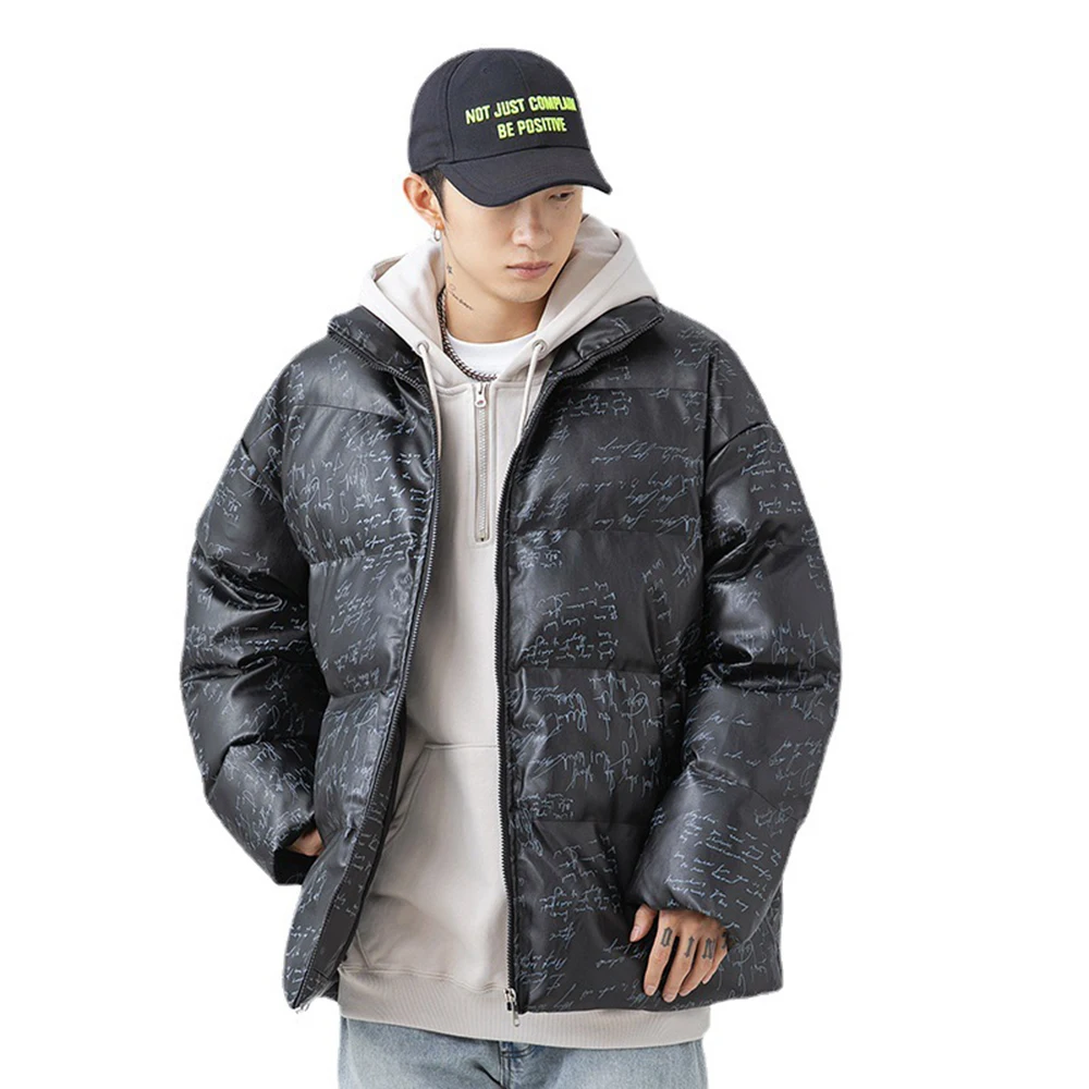 Covrlge Hot Sale Winter Men's Coat Windproof Bread Cotton Parkas Simple Stand Collar Couple's Casual Loose Men Clothes MWM167