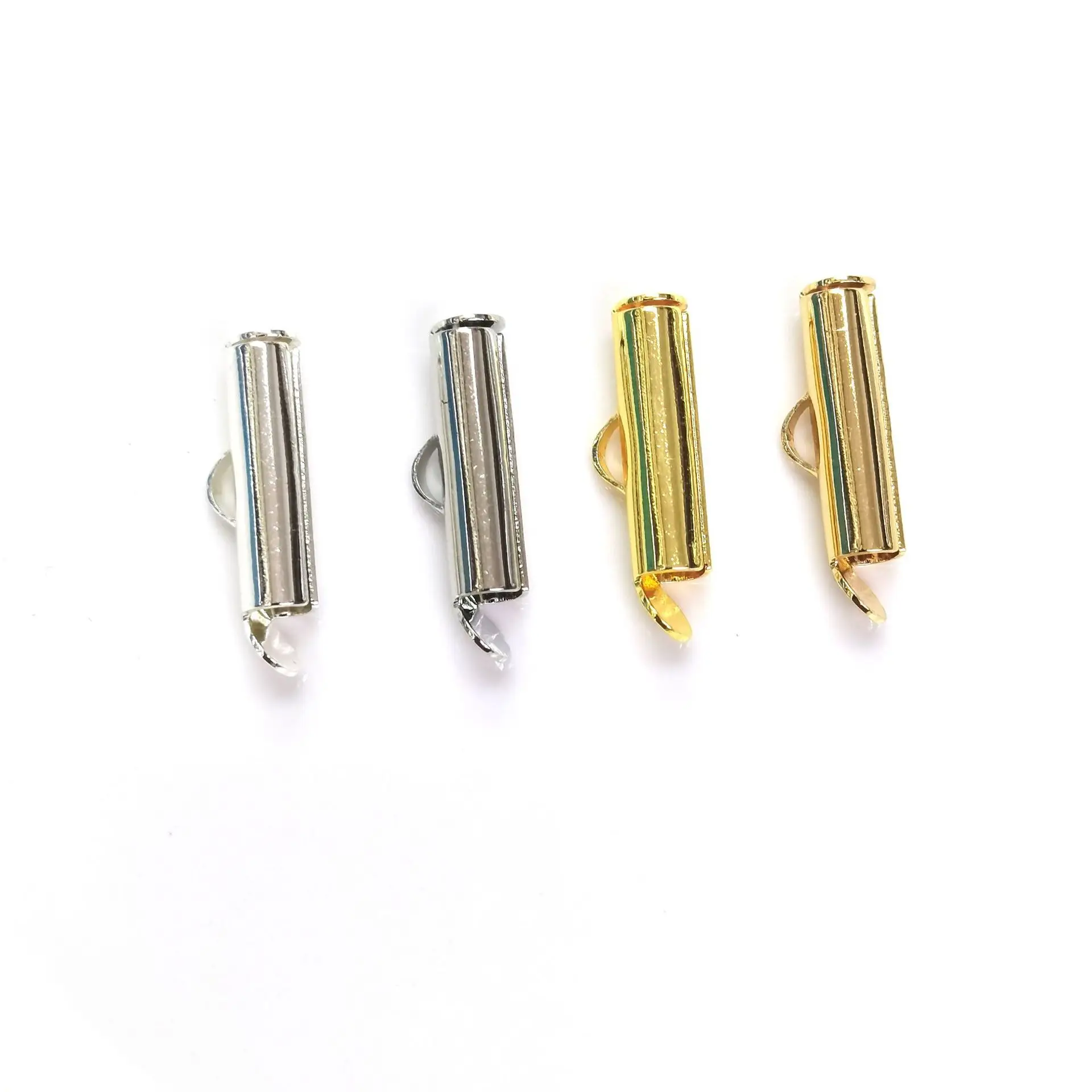 

10pcs/lot 14K Crimp Beads Slide End Clasp With Chain Buckles Tubes Slider End Caps Connectors For DIY Jewelry Making Accessories