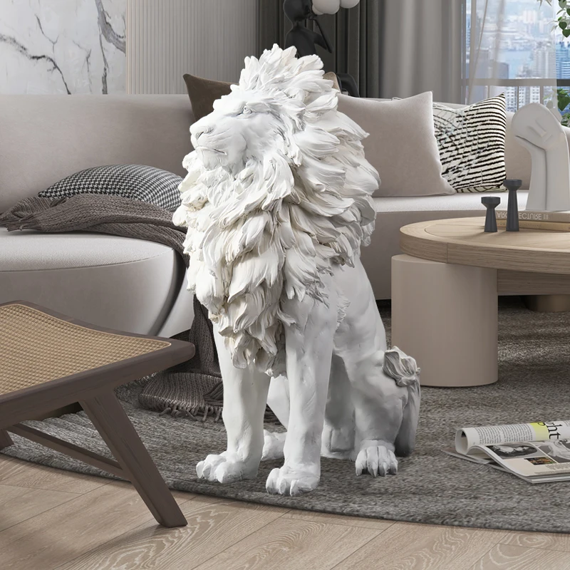 

Home Decor Lion Statue Large Floor Decor Nordic Style Living Room Decorative Cartoon Animal Crafts Sculptures Housewarming Gifts