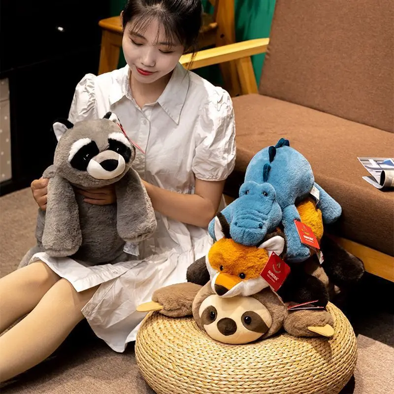 

Soft and cute animal fox crocodile raccoon sloth plush toy doll lovely pillow