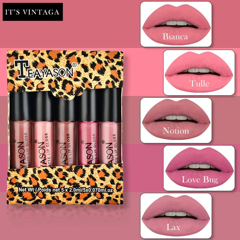 

5Pcs/set Lipstick Waterproof Sexy Vampire Lip Stick Matte Velvet Lipsticks Lips Makeup Cosmetics Labiales Matte Long Lasting Rab