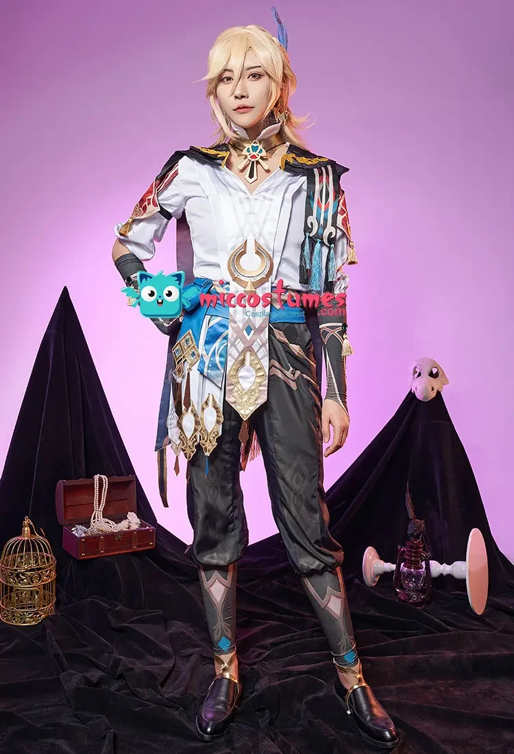 

Miccostumes унисекс Kaveh косплей костюм топ и брюки комплект с перчатками и аксессуарами