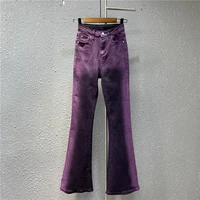 fashion contrast color sexy hot girl purple flared jeans 2022 spring and summer new bootcut trousers women skinny elastic jean