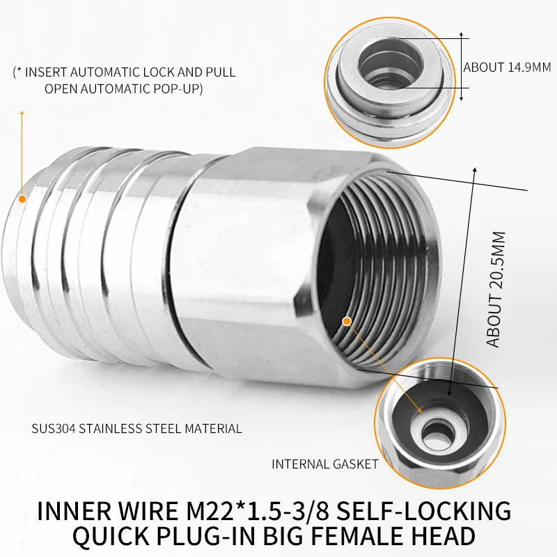 адаптер для моек высокого давления адаптер для пистолета мойки мойка автомобиля высокого давления поворотный адаптер anti-twistВодяной пистолет высокого давления, самоблокирующийся быстроразъемный, из нержавеющей стали