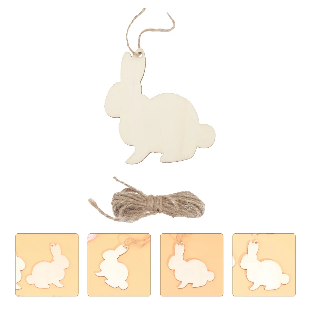 

Wooden Crafts Easter Decorative Wares Lovely Diy Supplies Rabbit Shape Pendants