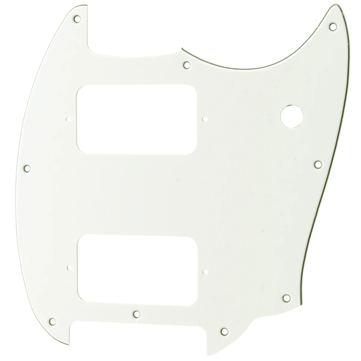 Musiclily Pro 9 Holes Round Corner HH Guitar Pickguard 2 Humbuckers for Squier Bullet Series Mustang, 3Ply White