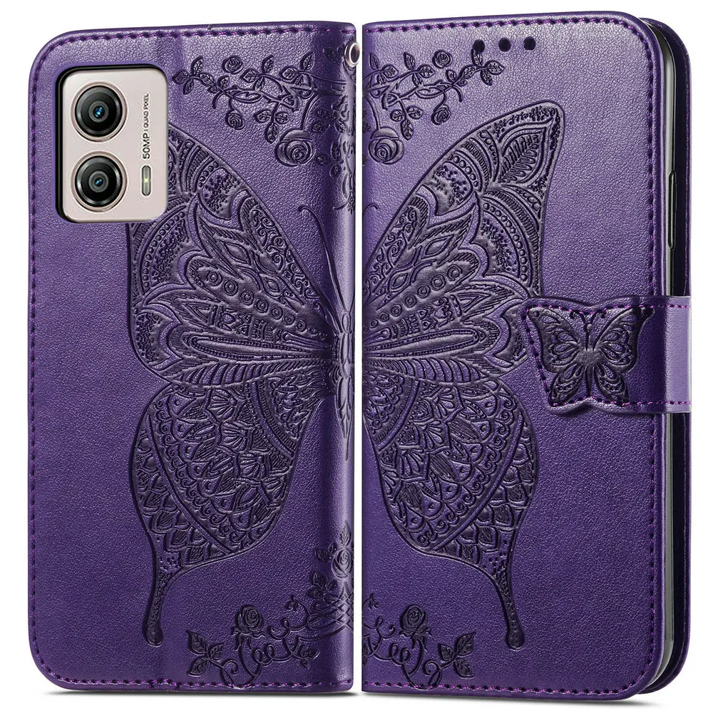 

2023 Flip Case Butterfly Leather Wallet Book Skin for Motorola Moto G53 G82 G72 G62 G42 G32 G22 E32 G23 E13 G71 G 13 G31 G51 G73